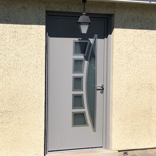 Porte d'entrée à Limoges - Aluminium Gris - design Fenêtre